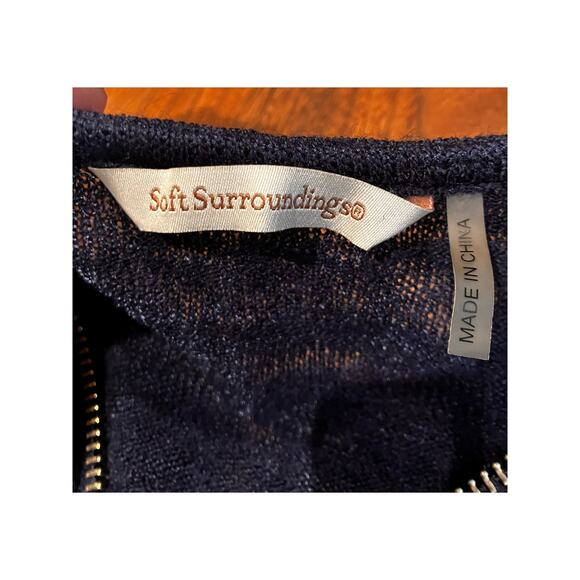 Soft Surroundings 2X Navy Blue, Long Sleeve Top, Zip Up, Gold Tone. Womens Plus - Picture 6 of 7